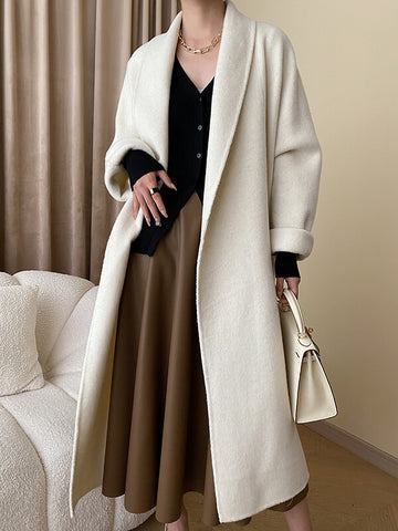 Airchics manteau en laine longue avec ceinture femme élégant